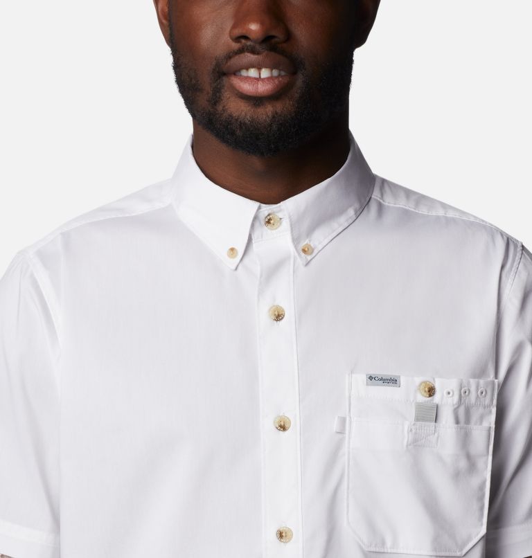 Men's PFG Bonefish Short Sleeve Shirt, Color: White, image 4