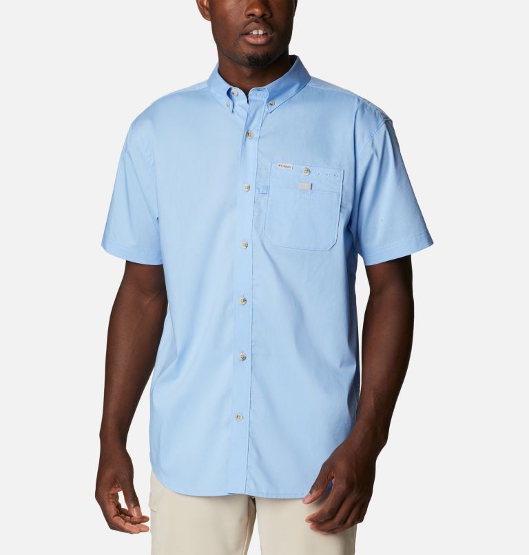 Men's PFG Bonefish Short Sleeve Shirt, Color: Agate Blue, image 1