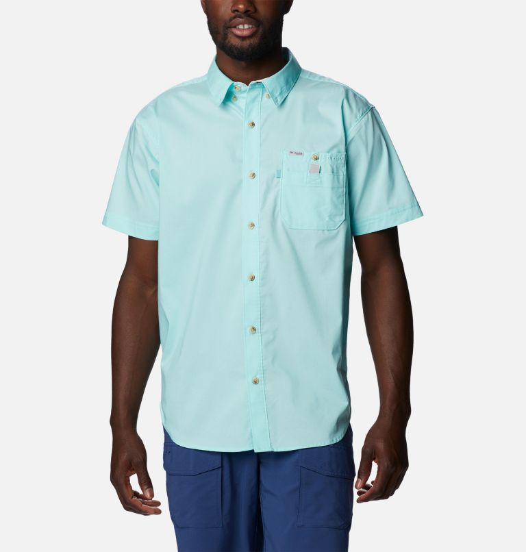 Men's PFG Bonefish Short Sleeve Shirt, Color: Gulf Stream, image 1
