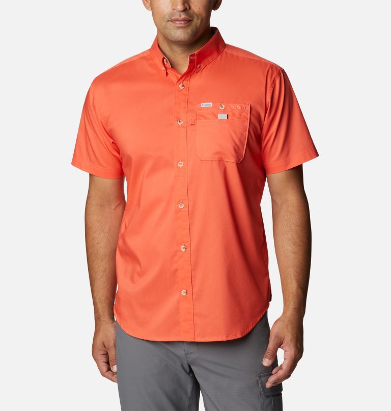 Thumbnail: Men's PFG Bonefish Short Sleeve Shirt, Color: Corange, image 1