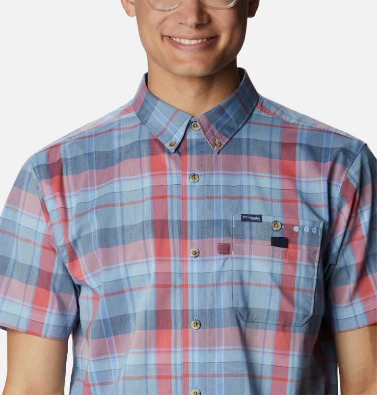 Men's PFG Super Bonefish Short Sleeve Shirt, Color: Agate Blue Multi Madras, image 4