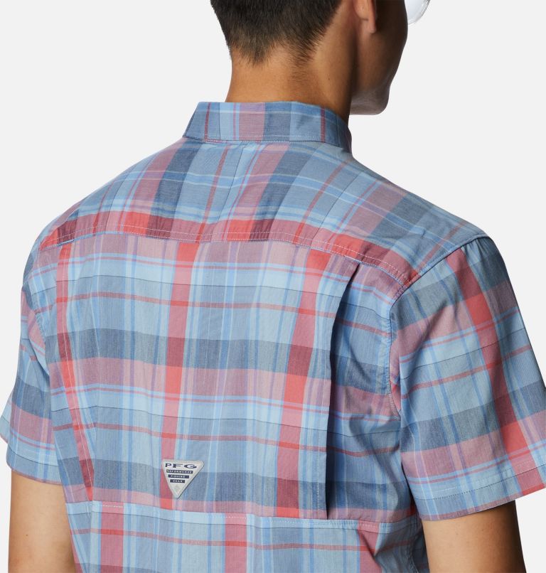Men's PFG Super Bonefish Short Sleeve Shirt, Color: Agate Blue Multi Madras, image 5