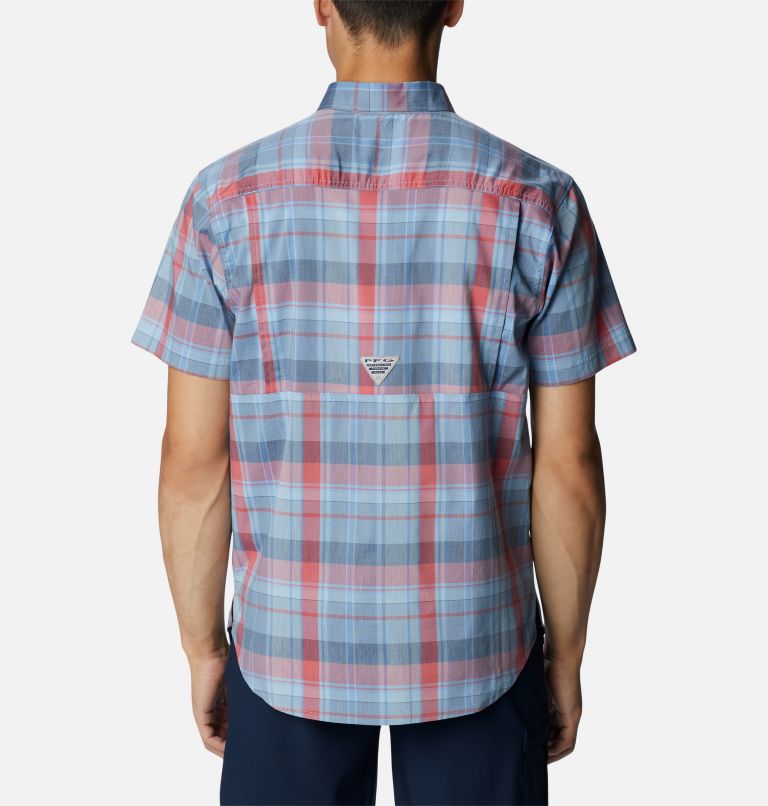 Men's PFG Super Bonefish Short Sleeve Shirt, Color: Agate Blue Multi Madras, image 2