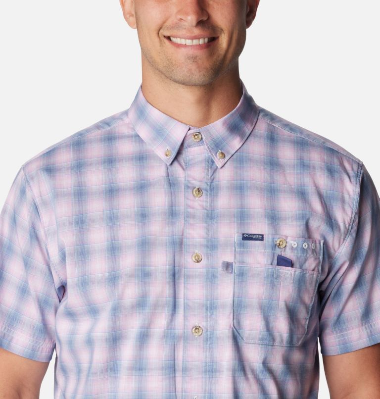 Men's PFG Super Bonefish Short Sleeve Shirt, Color: Minuet Ombre Check, image 4