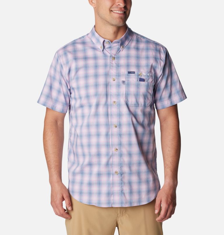 Men's PFG Super Bonefish Short Sleeve Shirt, Color: Minuet Ombre Check, image 1