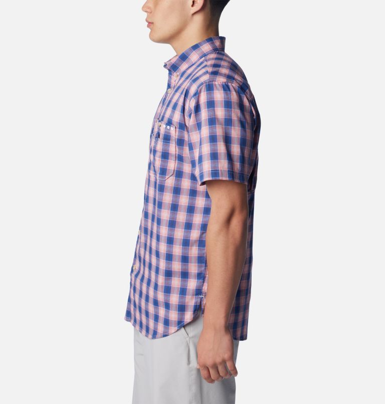 Men's PFG Super Bonefish Short Sleeve Shirt, Color: Sunset Red Ombre Check, image 3