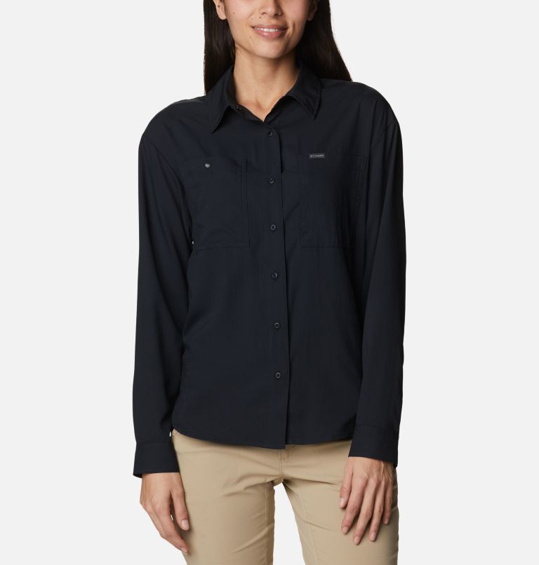 black long sleeve button up shirt womens