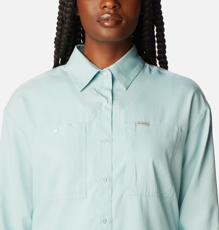 Women's Silver Ridge Utility Long Sleeve Shirt, Color: Aqua Haze, image 4