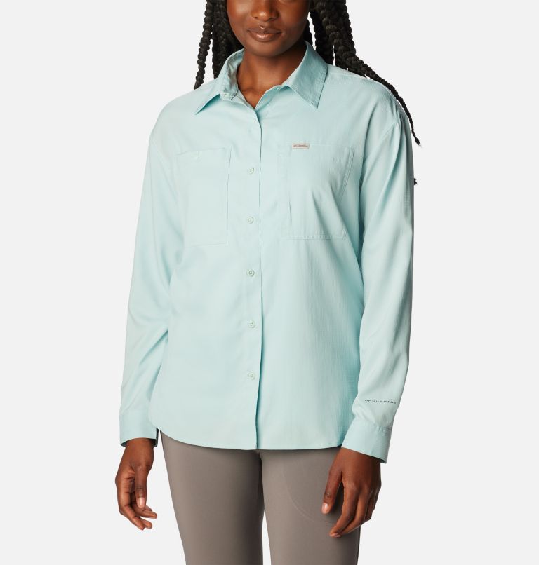 Women's Silver Ridge Utility Long Sleeve Shirt, Color: Aqua Haze, image 1