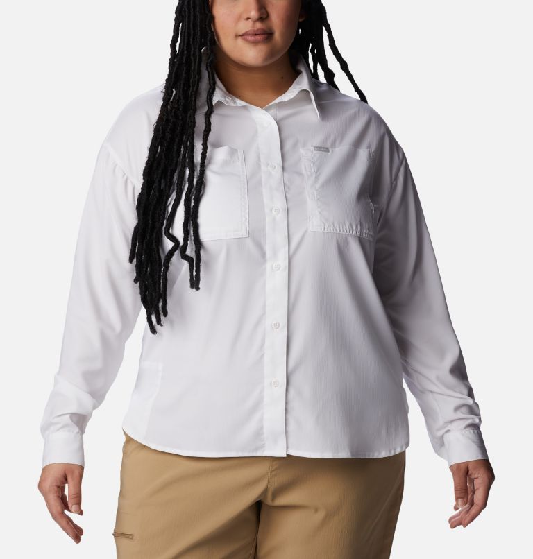 Thumbnail: Women's Silver Ridge Utility Long Sleeve Shirt - Plus Size, Color: White, image 1