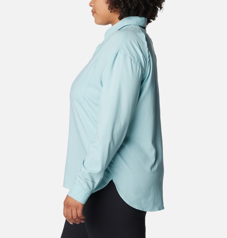 Thumbnail: Women's Silver Ridge Utility Long Sleeve Shirt - Plus Size, Color: Aqua Haze, image 3