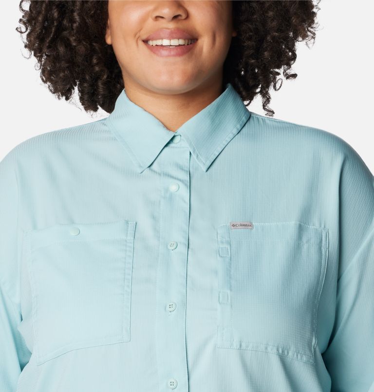 Women's Silver Ridge Utility Long Sleeve Shirt - Plus Size, Color: Aqua Haze, image 4