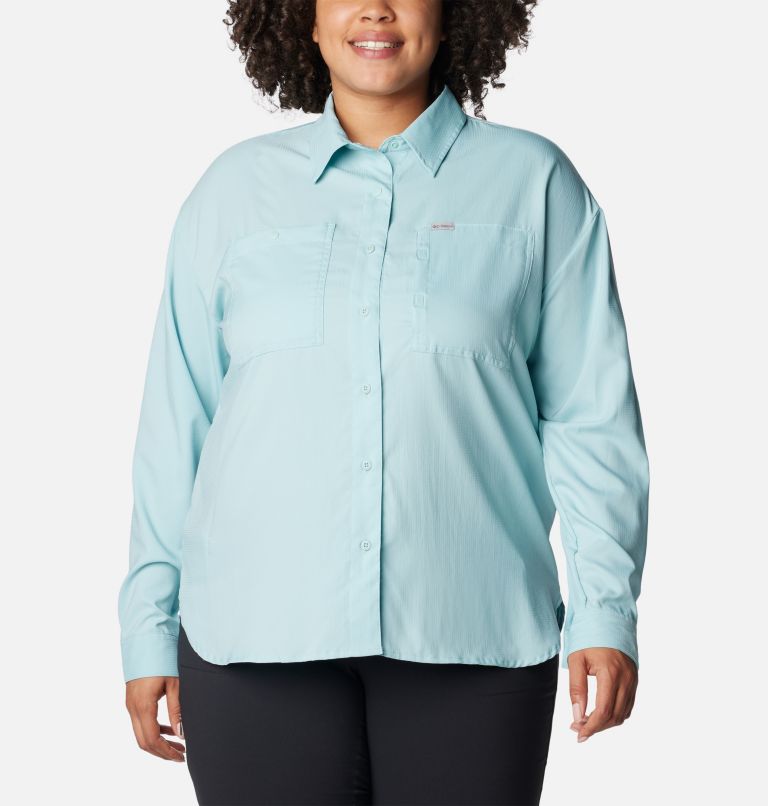 Thumbnail: Women's Silver Ridge Utility Long Sleeve Shirt - Plus Size, Color: Aqua Haze, image 1