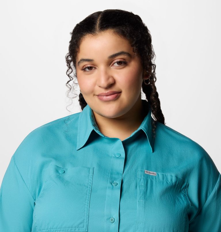Women's Silver Ridge Utility Long Sleeve Shirt - Plus Size, Color: Teal, image 4