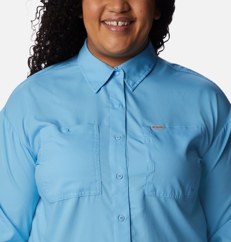 Thumbnail: Women's Silver Ridge Utility Long Sleeve Shirt - Plus Size, Color: Vista Blue, image 4
