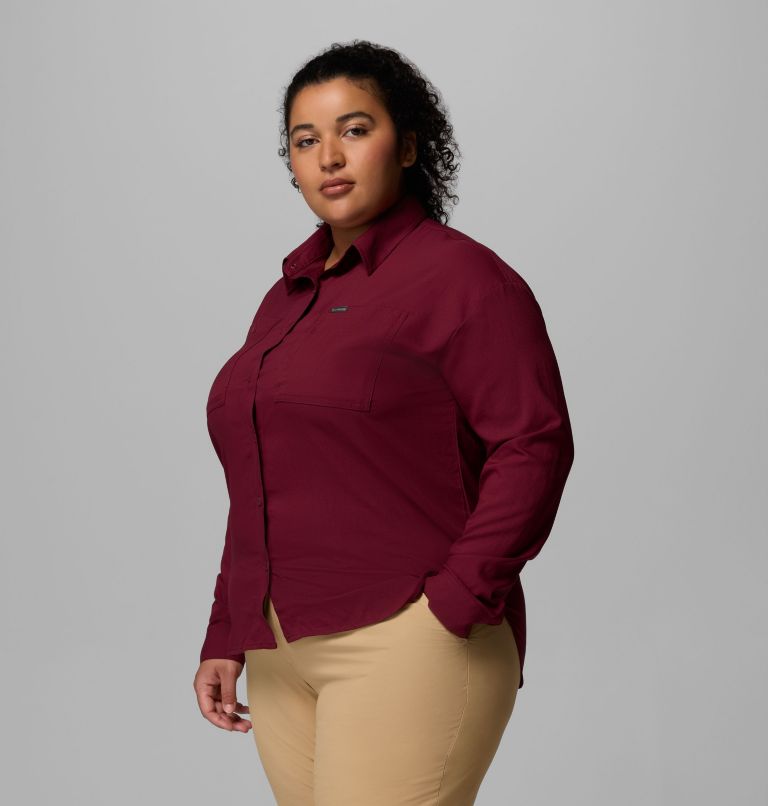 Women's Silver Ridge Utility Long Sleeve Shirt - Plus Size, Color: Rich Wine, image 4
