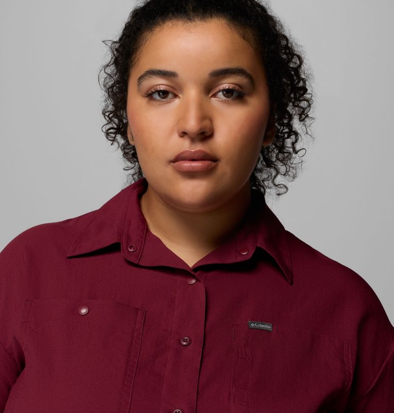 Women's Silver Ridge Utility Long Sleeve Shirt - Plus Size, Color: Rich Wine, image 5