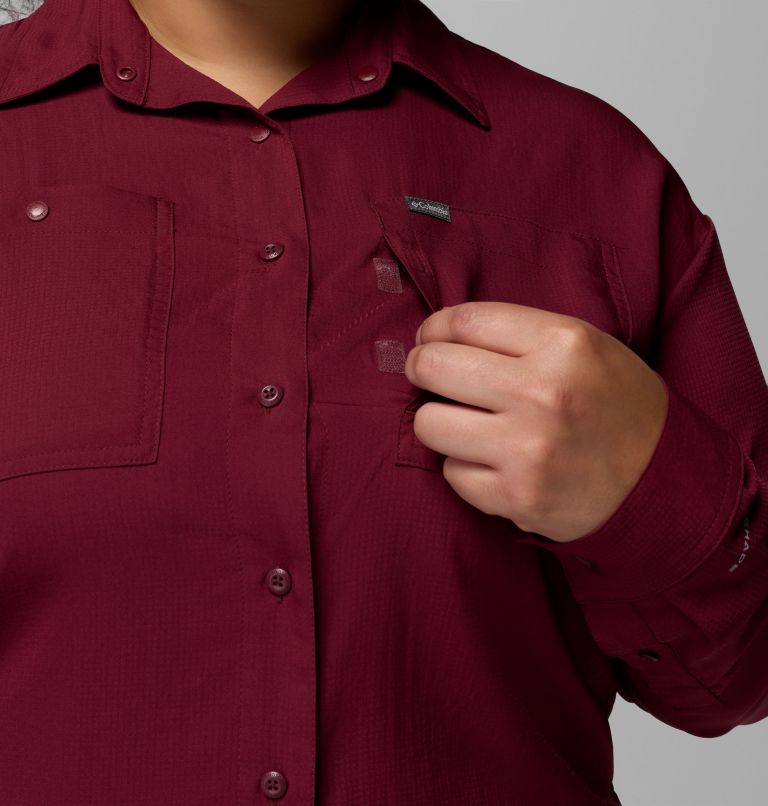 Women's Silver Ridge Utility Long Sleeve Shirt - Plus Size, Color: Rich Wine, image 6