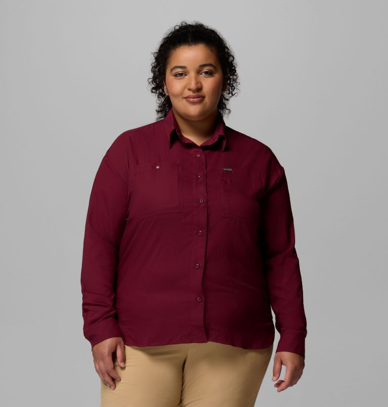 Women's Silver Ridge Utility Long Sleeve Shirt - Plus Size, Color: Rich Wine, image 1