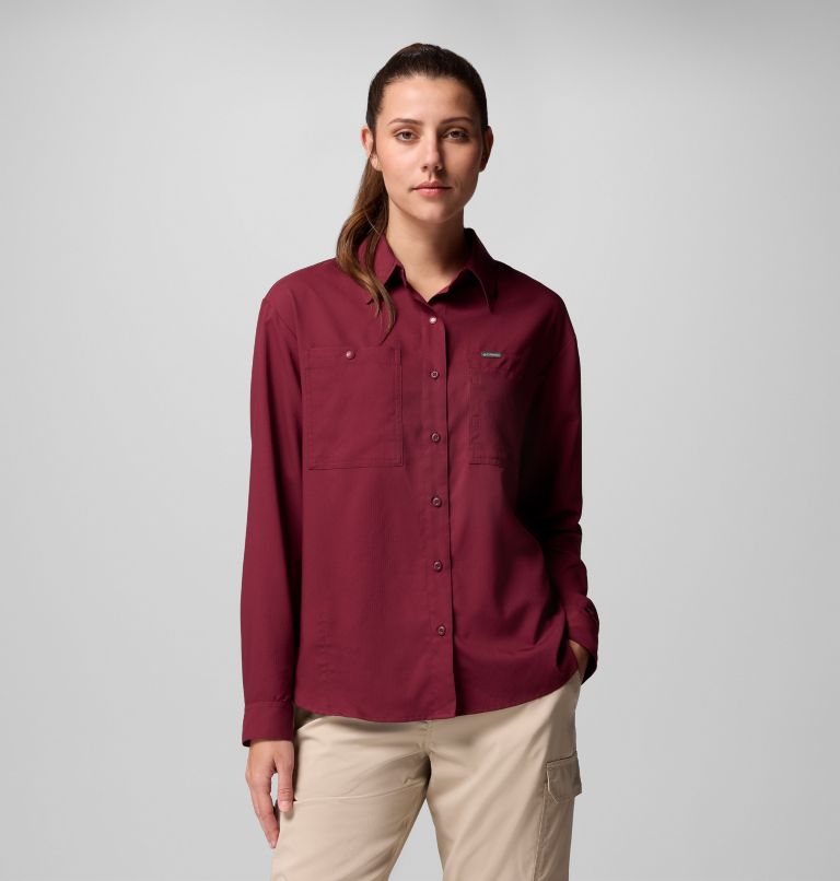 Women's Silver Ridge Utility Long Sleeve Shirt, Color: Rich Wine, image 1
