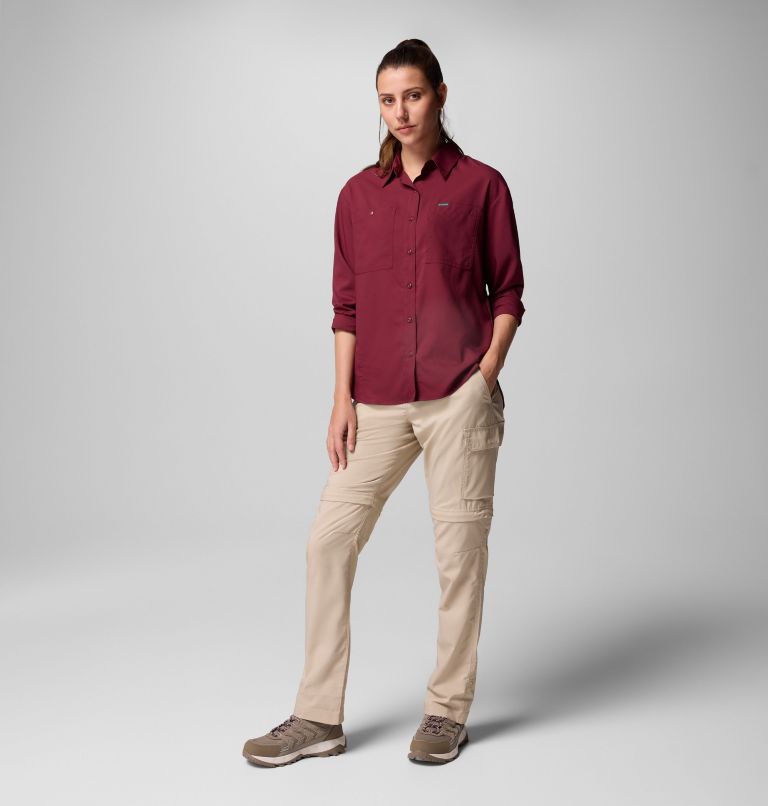Women's Silver Ridge Utility Long Sleeve Shirt, Color: Rich Wine, image 2