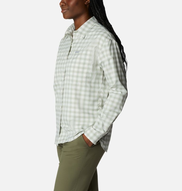Women's Silver Ridge Utility Patterned Long Sleeve Shirt, Color: White, Peak Plaid, image 3