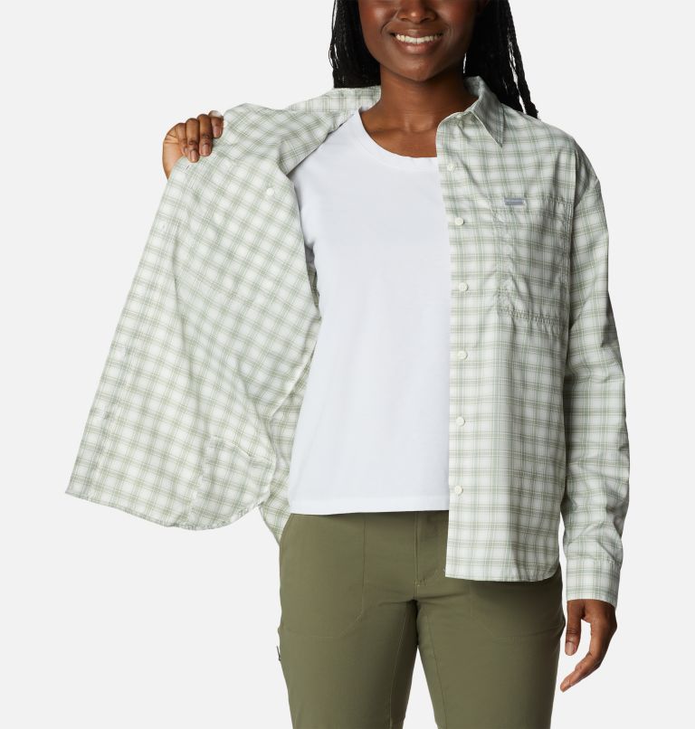 Thumbnail: Women's Silver Ridge Utility Patterned Long Sleeve Shirt, Color: White, Peak Plaid, image 5