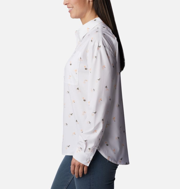 Women's Silver Ridge Utility Patterned Long Sleeve Shirt, Color: White, Baja Blitz, image 3
