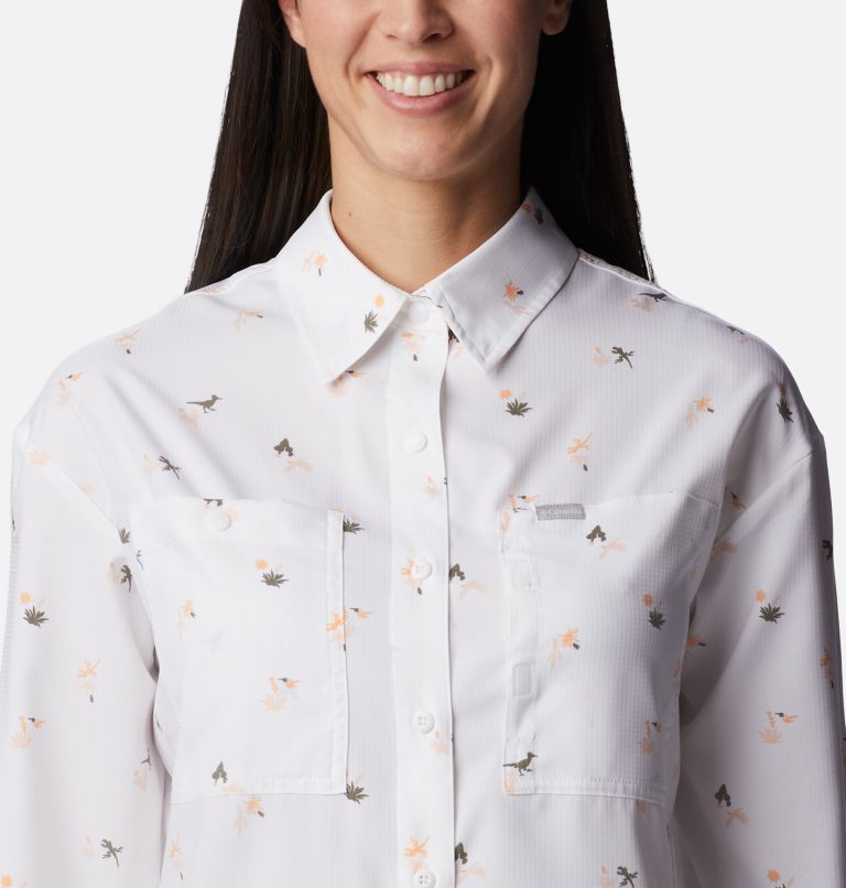 Women's Silver Ridge Utility Patterned Long Sleeve Shirt, Color: White, Baja Blitz, image 4