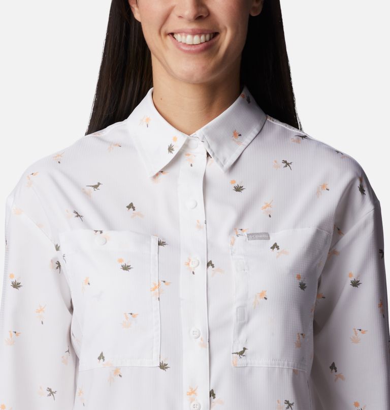 Thumbnail: Women's Silver Ridge Utility Patterned Long Sleeve Shirt, Color: White, Baja Blitz, image 4