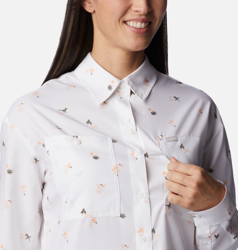 Women's Silver Ridge Utility Patterned Long Sleeve Shirt, Color: White, Baja Blitz, image 6