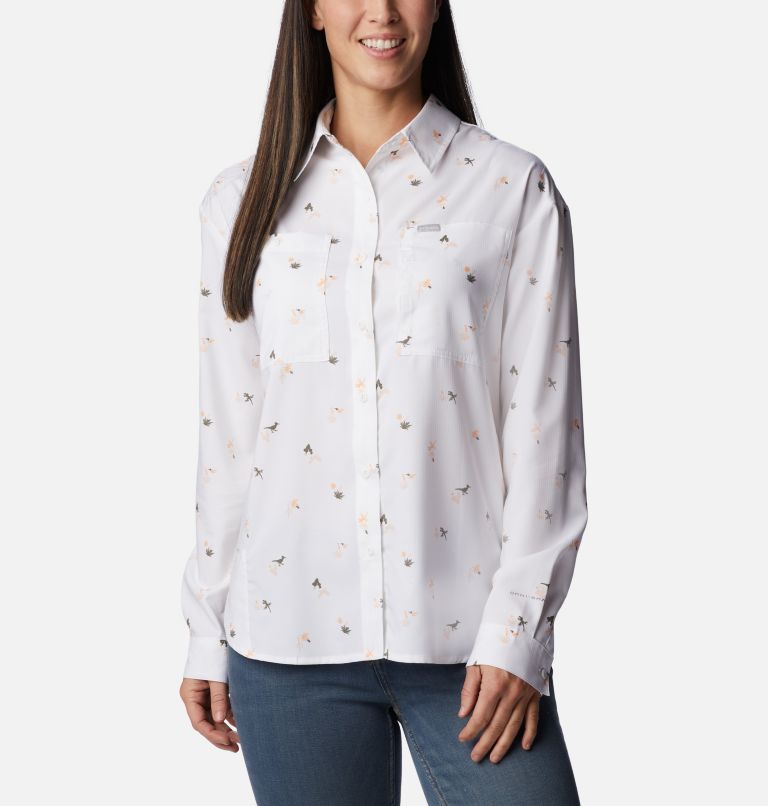 Women's Silver Ridge Utility Patterned Long Sleeve Shirt, Color: White, Baja Blitz, image 1