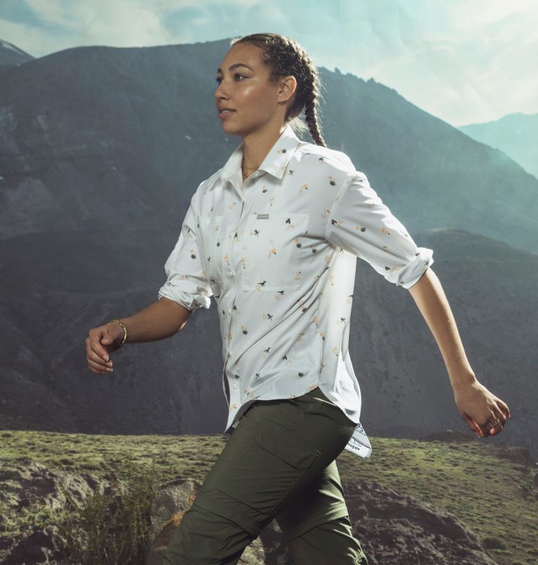 Women's Silver Ridge Utility Patterned Long Sleeve Shirt, Color: White, Baja Blitz, image 8