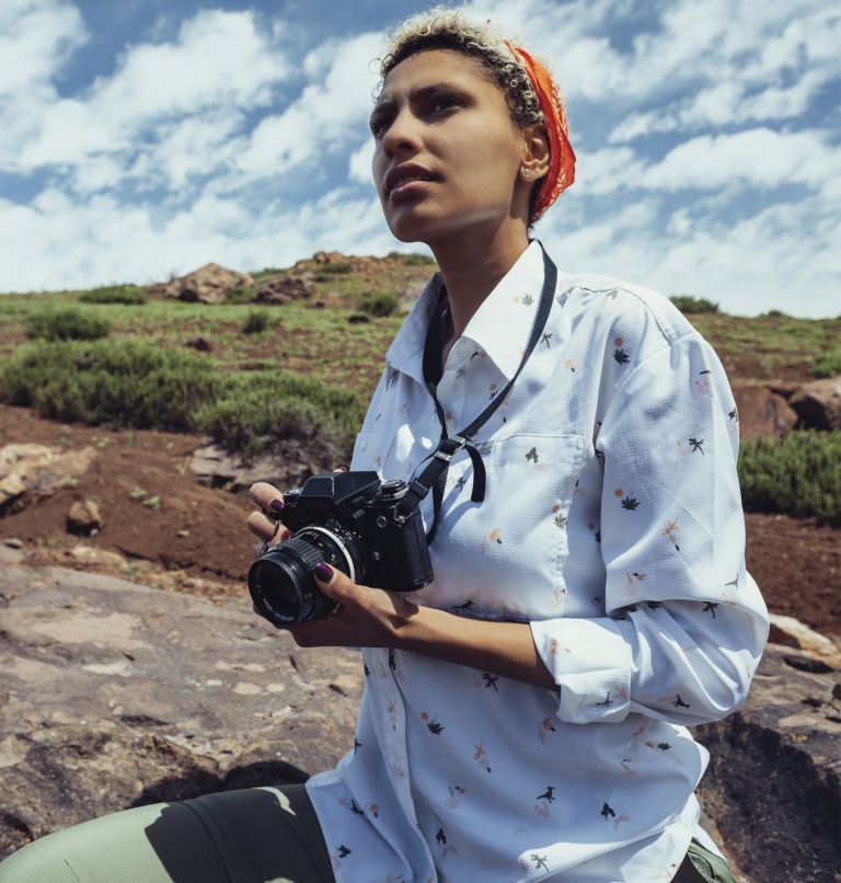 Women's Silver Ridge Utility Patterned Long Sleeve Shirt, Color: White, Baja Blitz, image 11