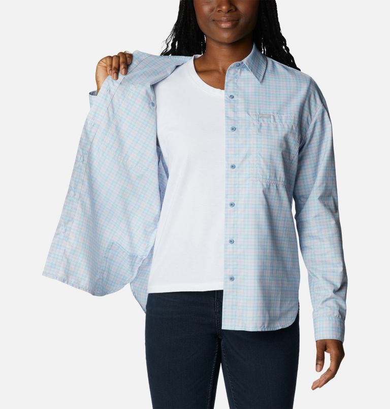 Women's Silver Ridge Utility Patterned Long Sleeve Shirt, Color: Purple Tint, Peak Plaid, image 5