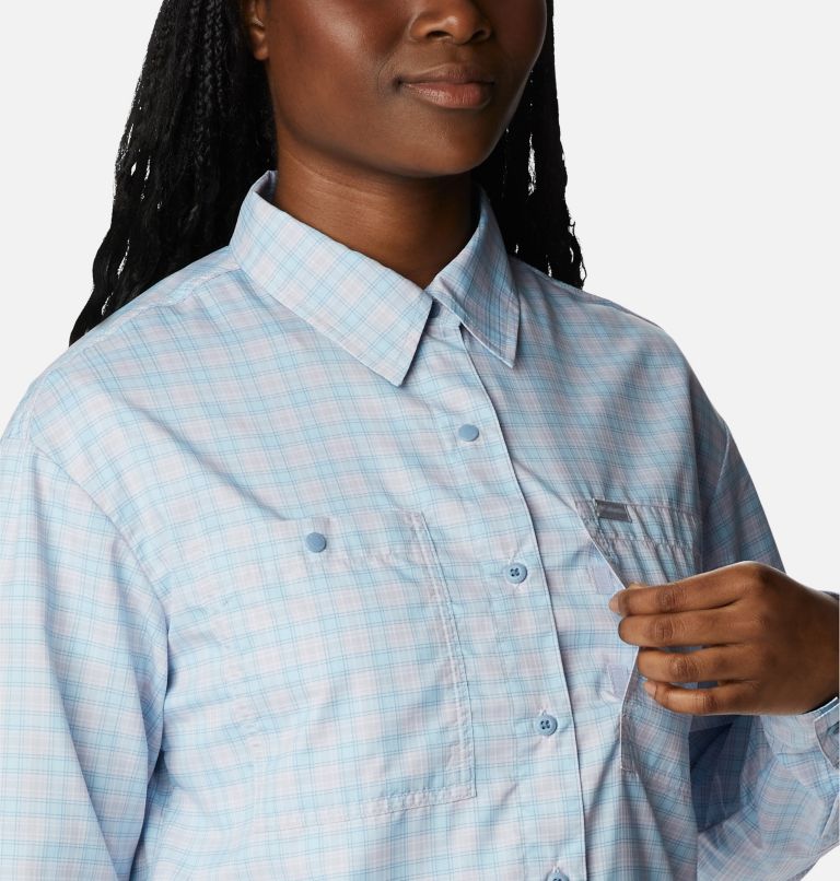 Women's Silver Ridge Utility Patterned Long Sleeve Shirt, Color: Purple Tint, Peak Plaid, image 7