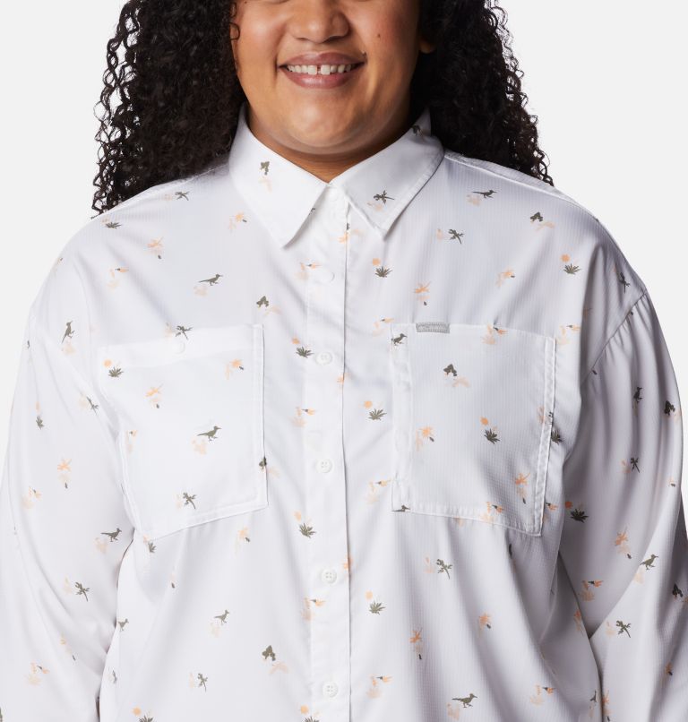 Women's Silver Ridge Utility Patterned Long Sleeve Shirt - Plus Size, Color: White, Baja Blitz, image 4