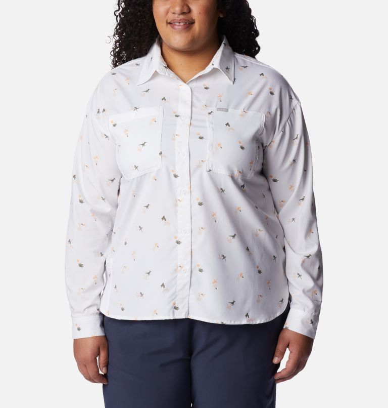 Women's Silver Ridge Utility Patterned Long Sleeve Shirt - Plus Size, Color: White, Baja Blitz, image 1