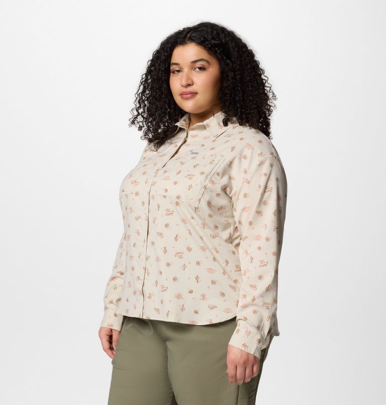Women's Silver Ridge Utility Patterned Long Sleeve Shirt - Plus Size, Color: Dark Stone Deserted, image 3