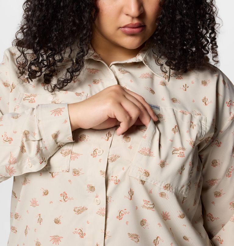 Women's Silver Ridge Utility Patterned Long Sleeve Shirt - Plus Size, Color: Dark Stone Deserted, image 6