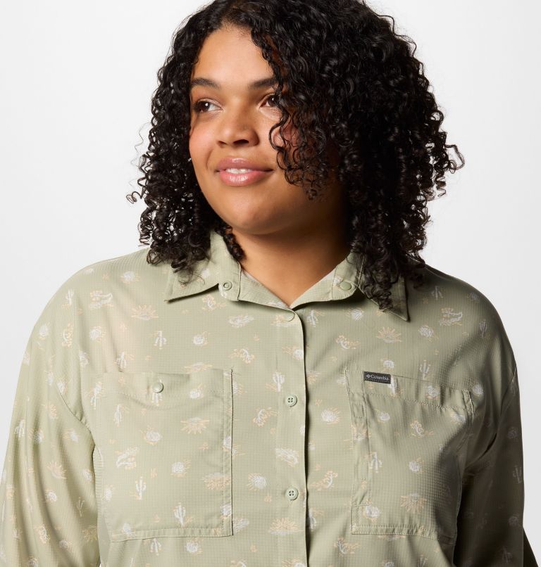 Women's Silver Ridge Utility Patterned Long Sleeve Shirt - Plus Size, Color: Safari Deserted, image 4