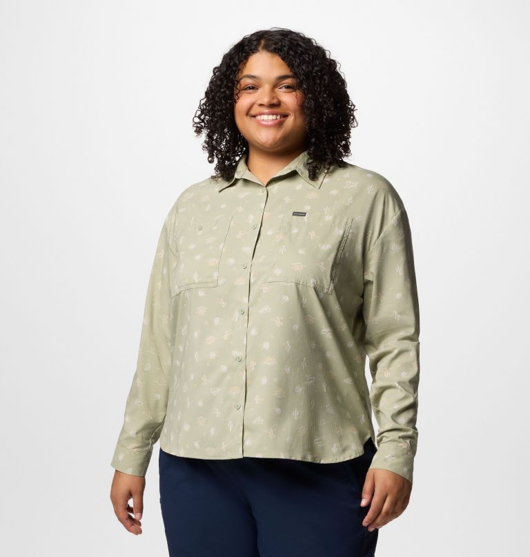 Women's Silver Ridge Utility Patterned Long Sleeve Shirt - Plus Size, Color: Safari Deserted, image 1