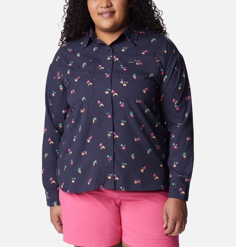 Women's Silver Ridge Utility Patterned Long Sleeve Shirt - Plus Size, Color: Nocturnal, Baja Blitz, image 1