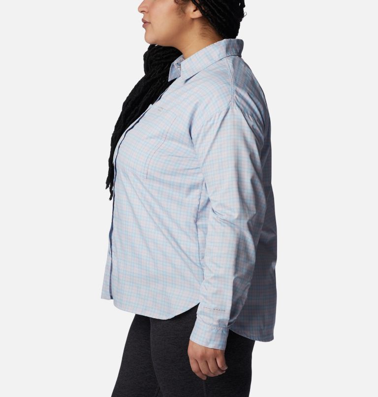 Thumbnail: Women's Silver Ridge Utility Patterned Long Sleeve Shirt - Plus Size, Color: Purple Tint, Peak Plaid, image 3
