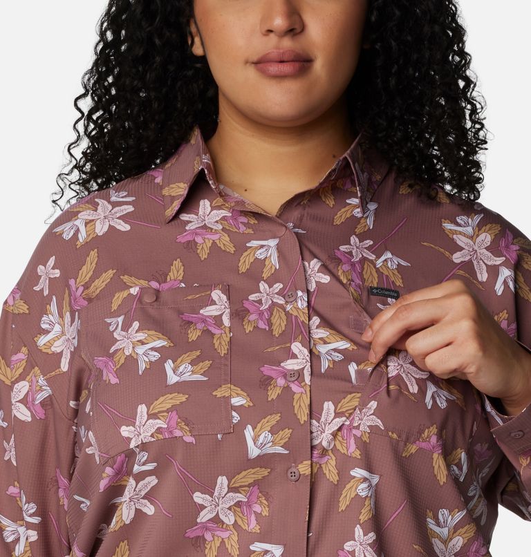 Chemise à manches longues avec motif Silver Ridge Utility Femme – Grandes tailles, Color: Fig Tiger Lilies, image 4