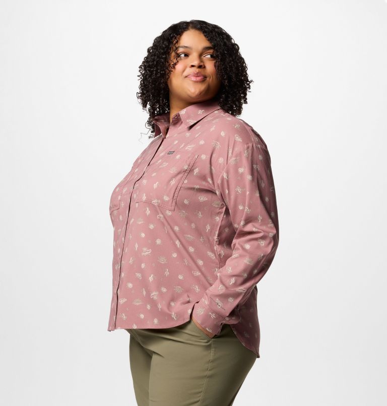 Women's Silver Ridge Utility Patterned Long Sleeve Shirt - Plus Size, Color: Fig Deserted, image 3