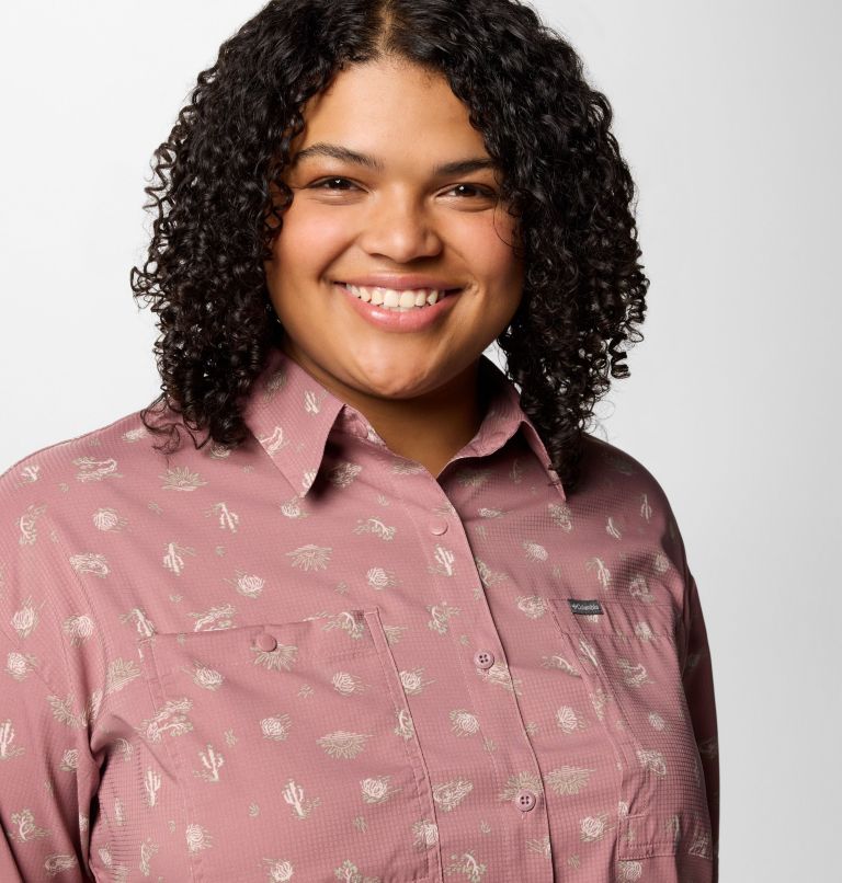 Women's Silver Ridge Utility Patterned Long Sleeve Shirt - Plus Size, Color: Fig Deserted, image 4