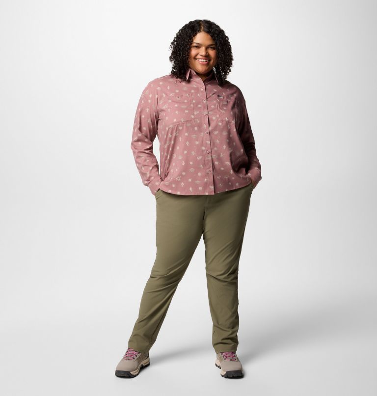 Women's Silver Ridge Utility Patterned Long Sleeve Shirt - Plus Size, Color: Fig Deserted, image 7