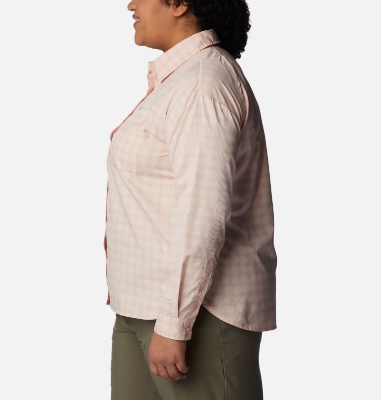 Thumbnail: Women's Silver Ridge Utility Patterned Long Sleeve Shirt - Plus Size, Color: Peach Blossom, Peak Plaid, image 3