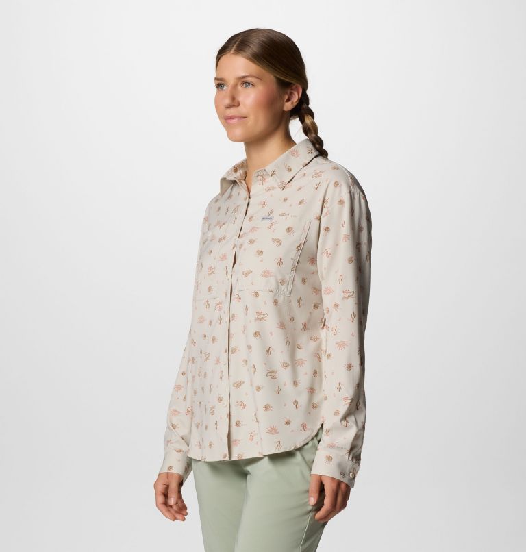 Women's Silver Ridge Utility Patterned Long Sleeve Shirt, Color: Dark Stone Deserted, image 3